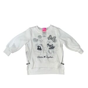 Disney Mickey Minnie Mouse Better Together Toddler Girls White Sweatshirt 2T